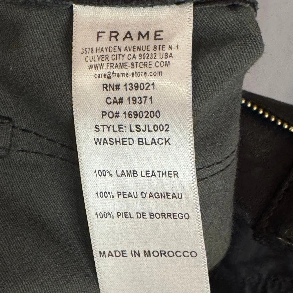 NWT Leather Frame Le Skinny de Jeanne Women's Pants, Black 26 Authentic lamb - Picture 10 of 11